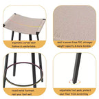 MAYEERTY Lot de 2 tabourets de bar sans dossier hauteur comptoir, PVC tressé, repose-pieds rond, utilisation intérieure/extérieure Noir Blanc Crème