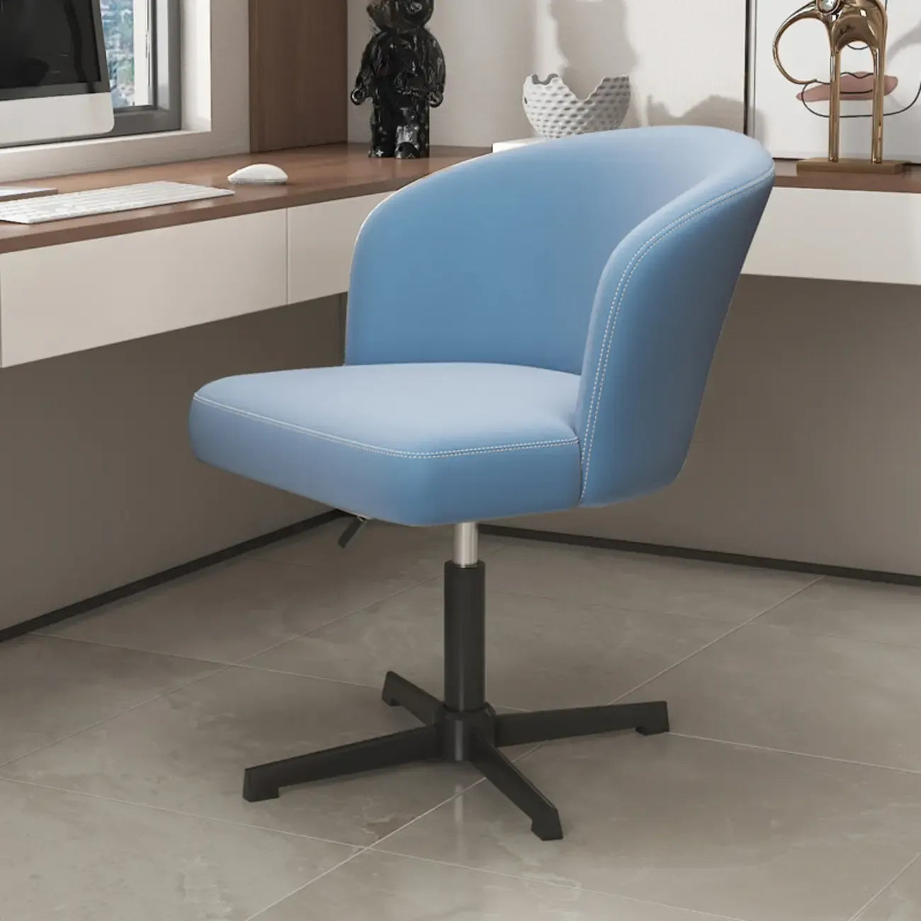 Fauteuil de bureau pivotant élégant en cuir orange