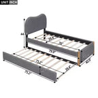 Cadre de lit plateforme rembourré pleine/double avec lit gigogne double – HABITRIO
