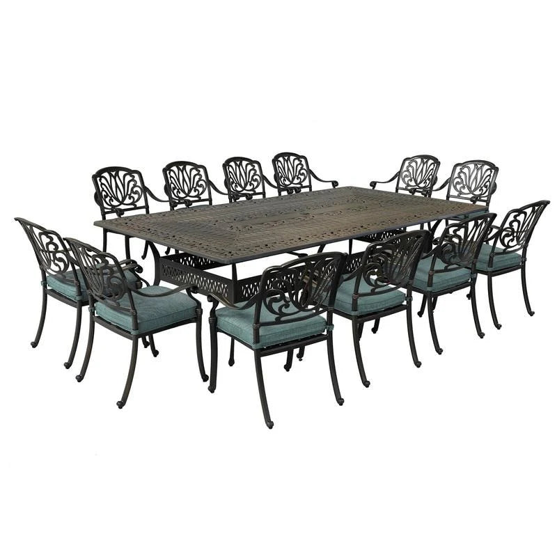Ensemble de salle à manger Manasquan 13 pièces en aluminium couleur canon de fusil par Havenside Home