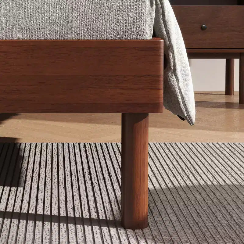 Lit Plateforme Queen Roundhill Furniture Wyller en Bois d'Hévéa, Fini Noyer Naturel