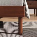 Lit Plateforme Queen Roundhill Furniture Wyller en Bois d'Hévéa, Fini Noyer Naturel