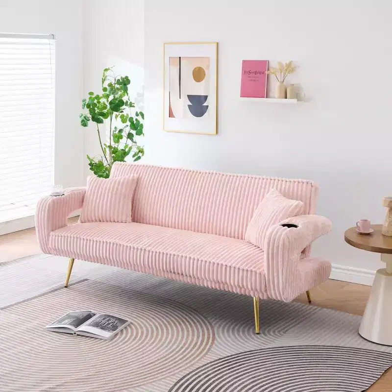 Canapé Zeus & Ruta minimaliste en velours côtelé avec coussins décoratifs