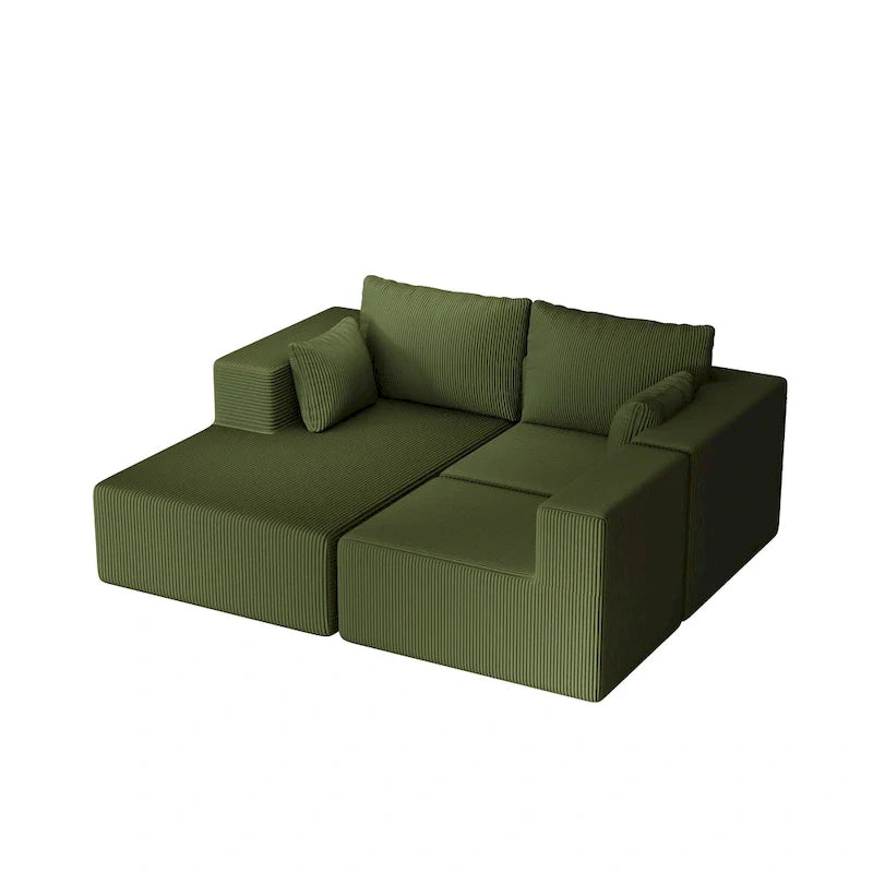 Canapé modulaire d'angle en velours côtelé 108.3 avec méridienne