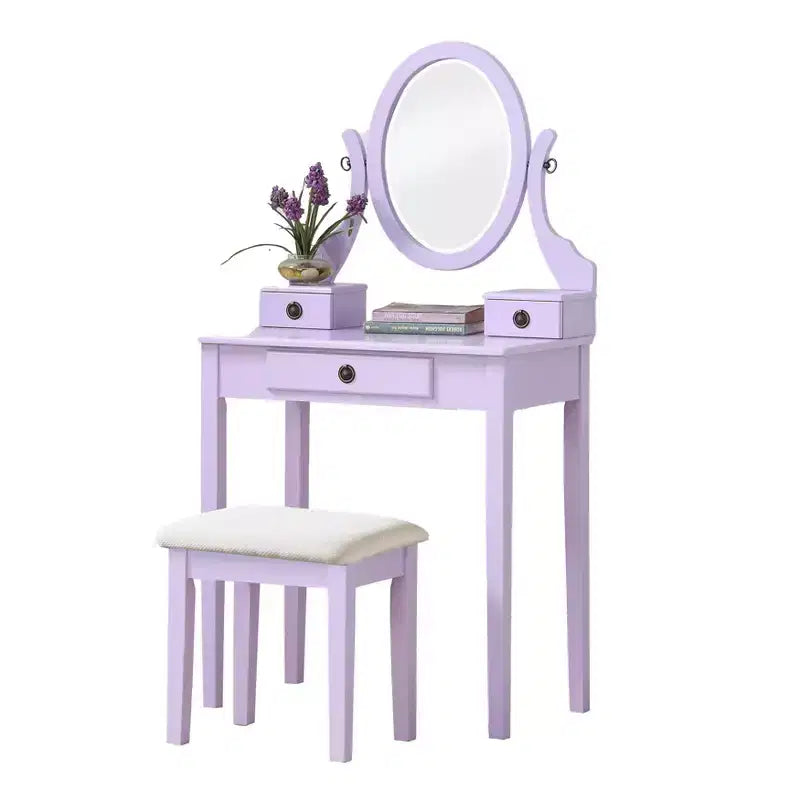 Moniys Wood Moniya Maquillage Coiffeuse et Chaise, Bleu