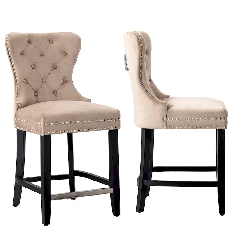 Tabouret de comptoir Carter 24 Wingback Tufted Nailhead (lot de 2)