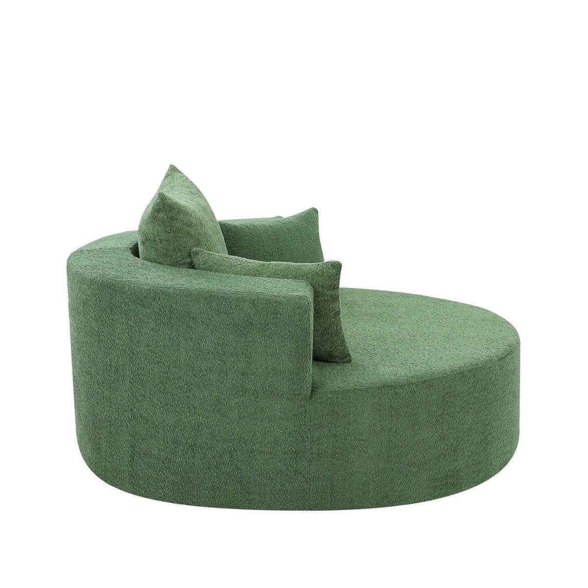 Fauteuil baril accent en chenille, Fauteuil de salon, Fauteuil rond avec base pivotante à 360 degrés et 3 coussins amovibles
