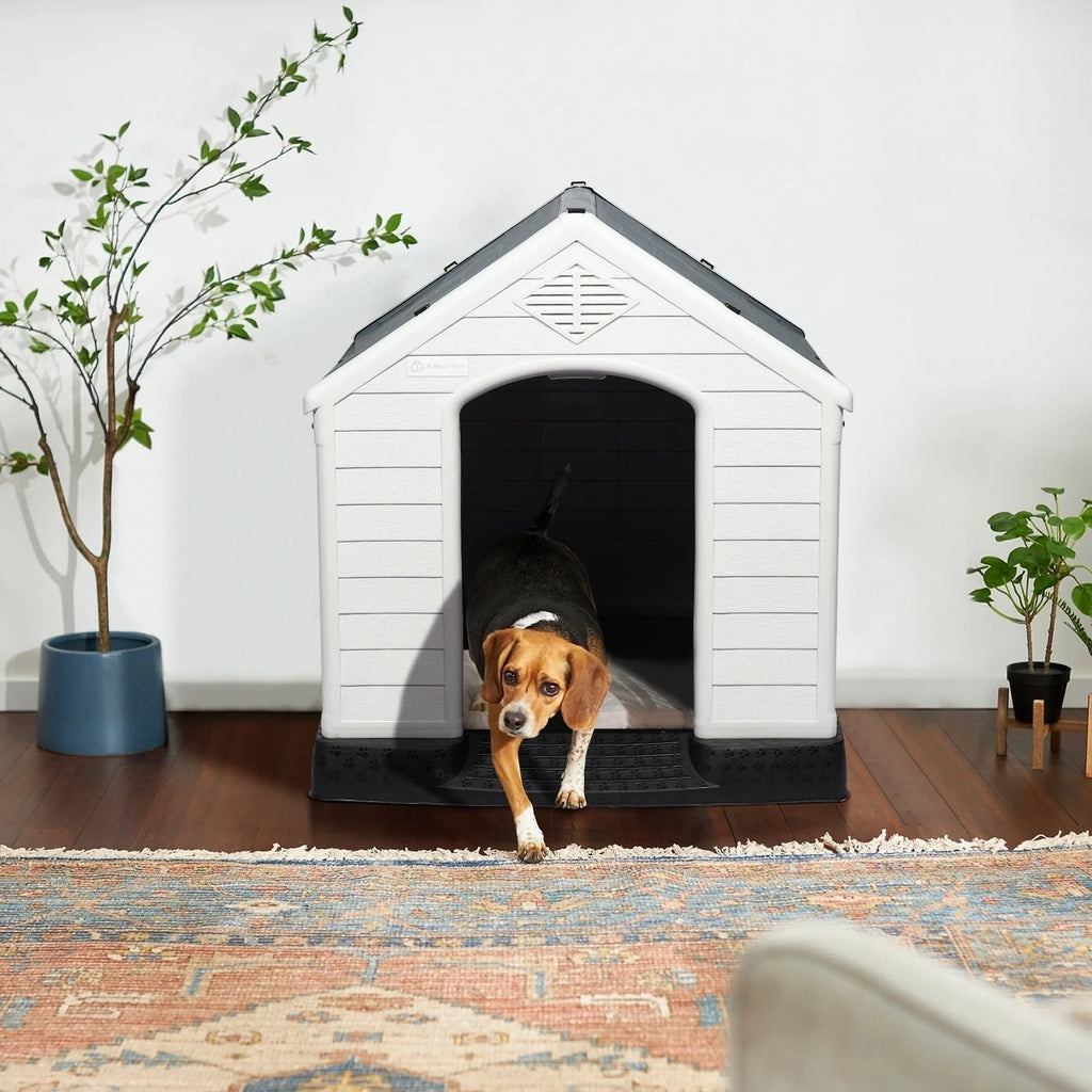 Niche pour chien en plastique BOSSIN, pour chiens de petite à grande taille, abri isolé intérieur/extérieur avec plancher surélevé