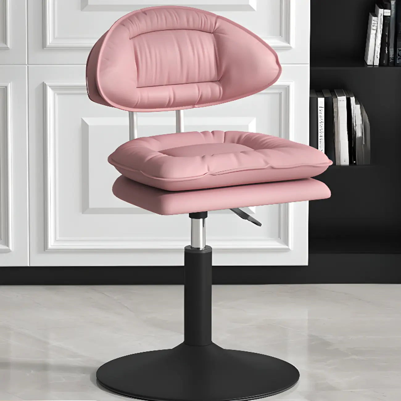 Chaise de bar moderne à dossier bas réglable pivotante en similicuir