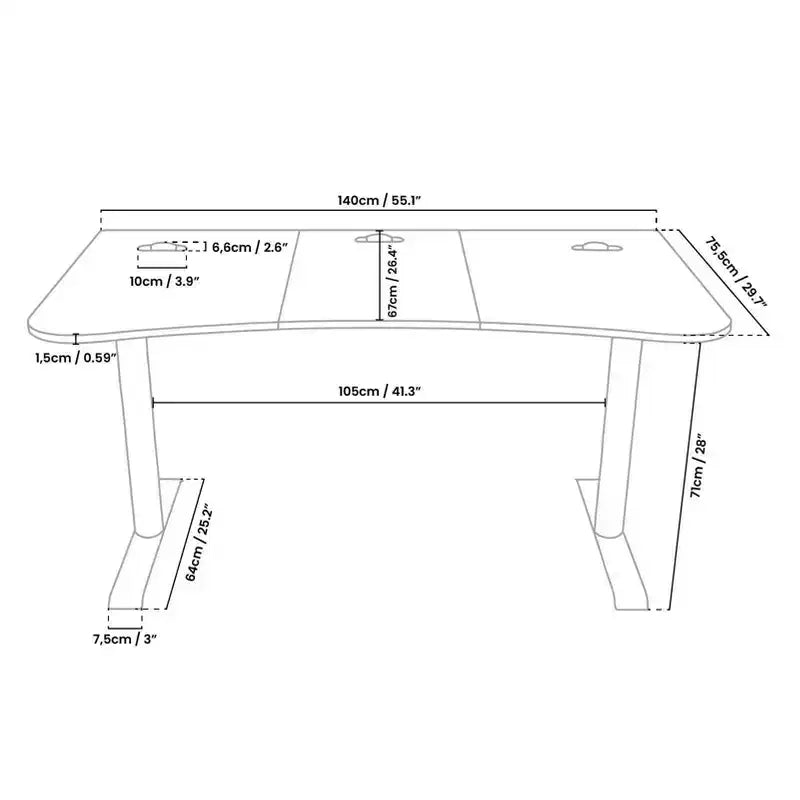 Bureau de jeu incurvé compact Arozzi Arena