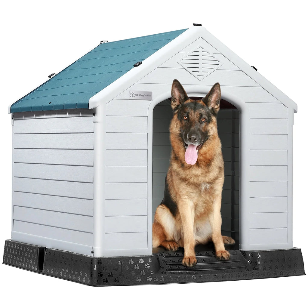 Niche pour chien en plastique BOSSIN, pour chiens de petite à grande taille, abri isolé intérieur/extérieur avec plancher surélevé