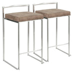 Tabouret de comptoir Silver Orchid Forrest en acier inoxydable empilable et entièrement soudé (lot de 2)
