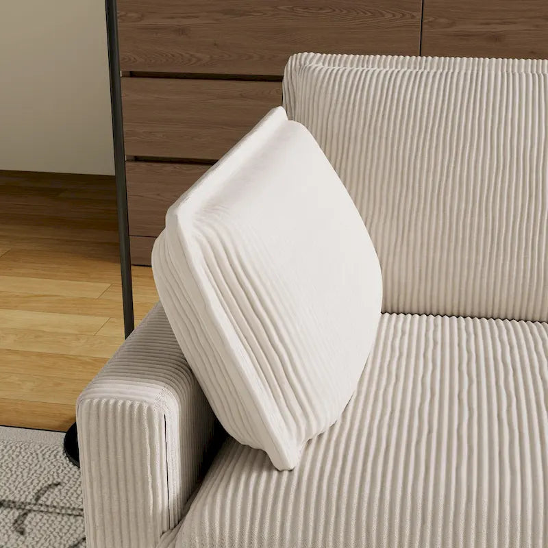 Canapé 4 places classique moderne en velours côtelé 103 avec assise profonde et 4 coussins