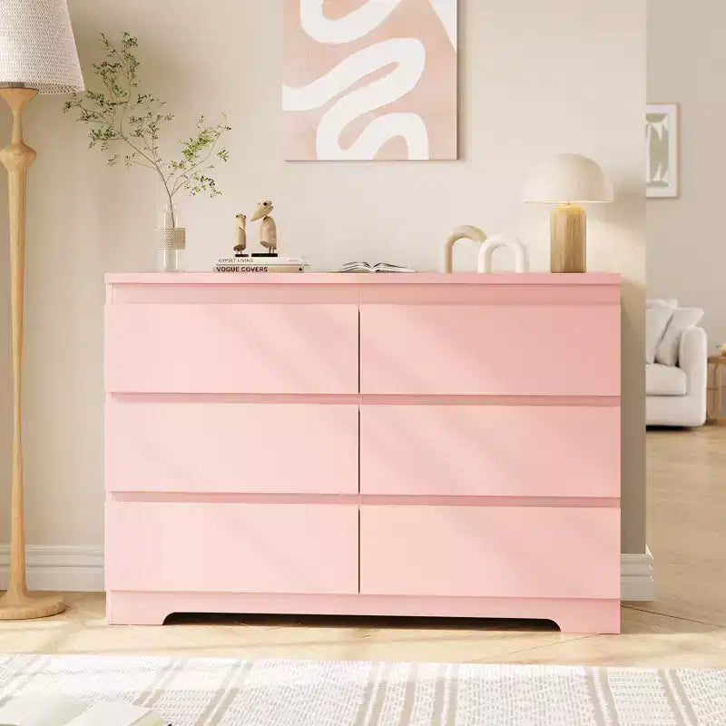 Commode à 6 tiroirs pour chambre à coucher, commode en bois de 120 cm de large, organisateur de rangement, meuble TV pour salon, couloir, entrée