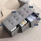 Banc de rangement pliant Ornavo Home de 101,6 cm avec tiroirs, parfait pour le salon, la chambre et l'entrée