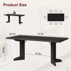 Grande table à manger rectangulaire de 180 cm pour 6 à 8 personnes, table de salle à manger rustique en bois massif avec pieds robustes et plateau solide pour salle à manger