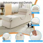 Mjkone Chaise Longue de Yoga en Velours Côtelé, Canapé de Yoga Incurvé avec Appui-Tête/Coussin Lombaire/Repose-Pieds Amovibles, Base Antidérapante