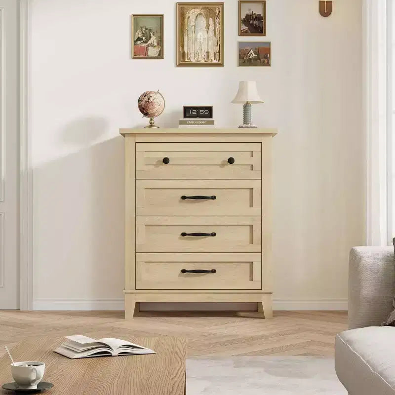 Commode pour chambre à coucher avec 4 tiroirs Meuble de rangement en bois pour placard Organisateur de rangement pour couloir, salon et bureau