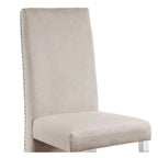 Chaise de salle à manger « Best Quality Furniture » avec dossier plissé, clous décoratifs et pieds chromés (lot de 2)