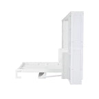 Lit escamotable en bois Queen/Grand avec bureau et étagères de rangement, blanc -ModernLuxe
