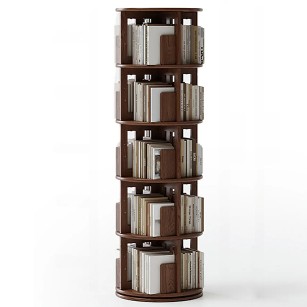 Bibliothèque verticale étroite rotative en bois
