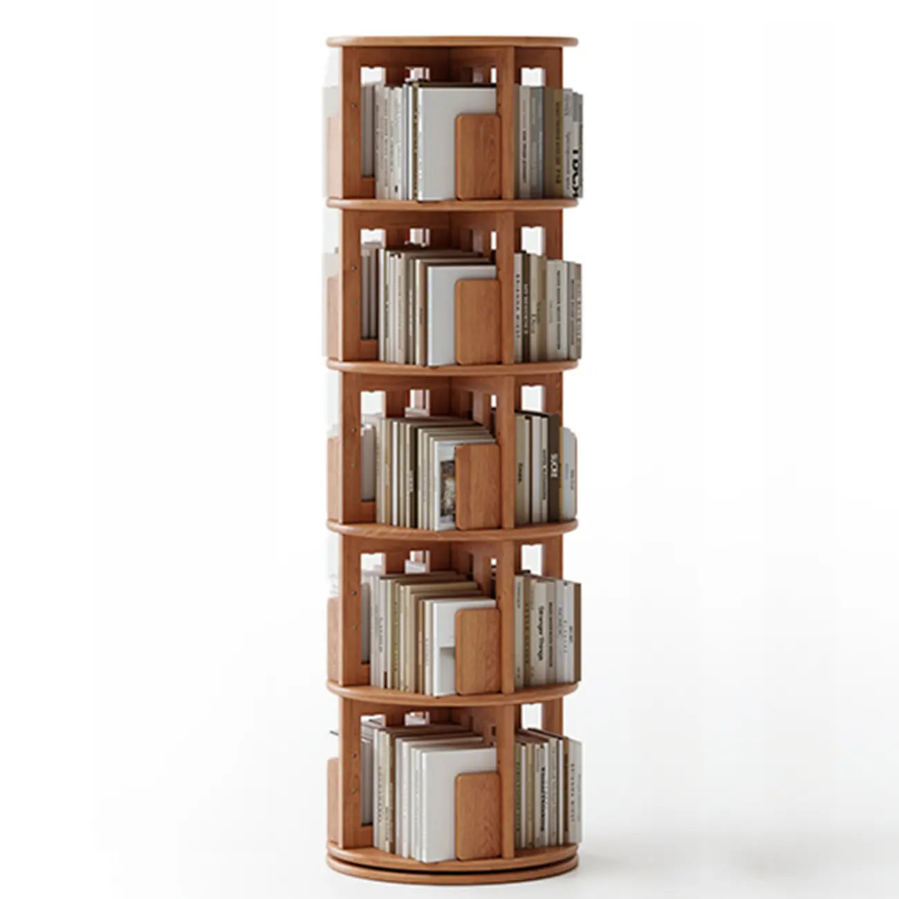 Bibliothèque verticale étroite rotative en bois