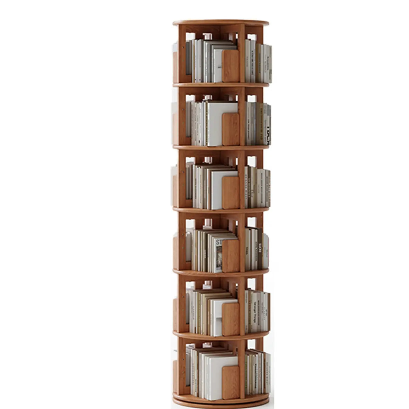 Bibliothèque verticale étroite rotative en bois