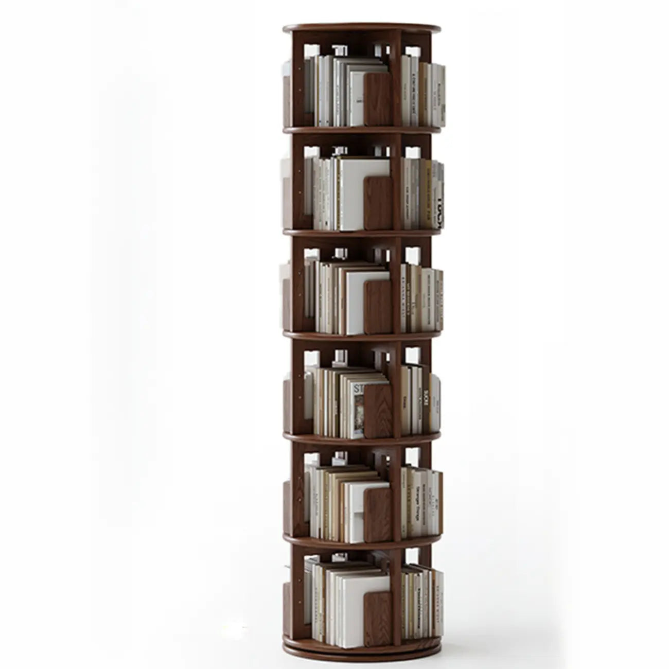 Bibliothèque verticale étroite rotative en bois