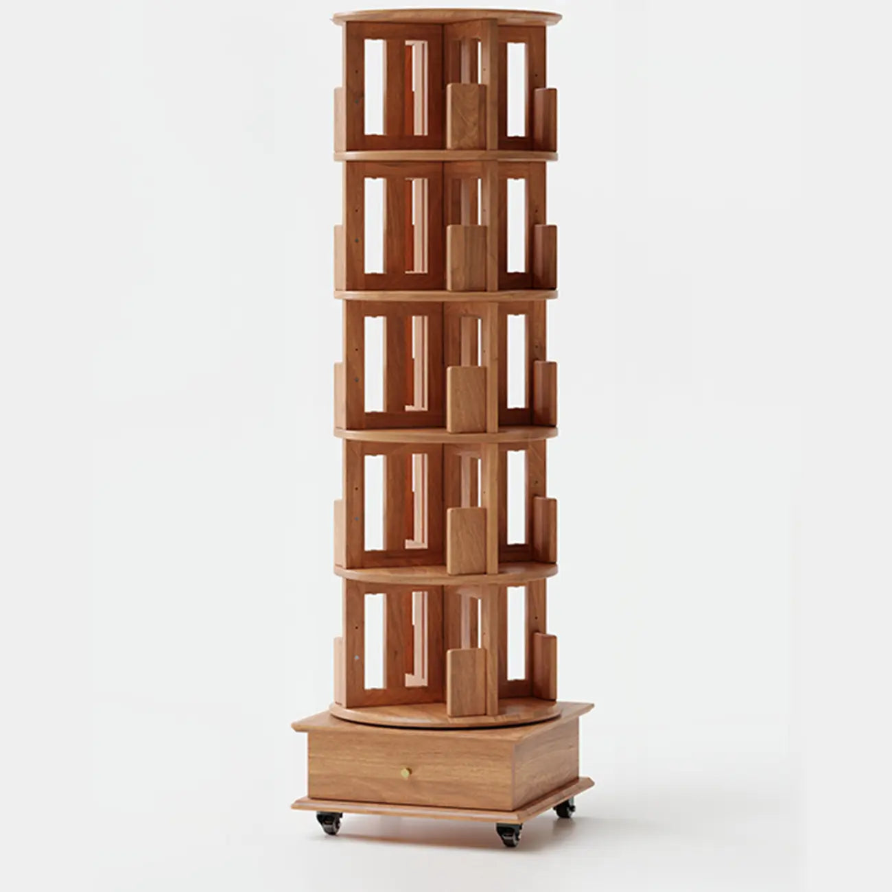 Bibliothèque verticale étroite rotative en bois