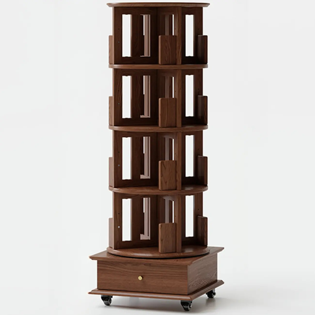 Bibliothèque verticale étroite rotative en bois