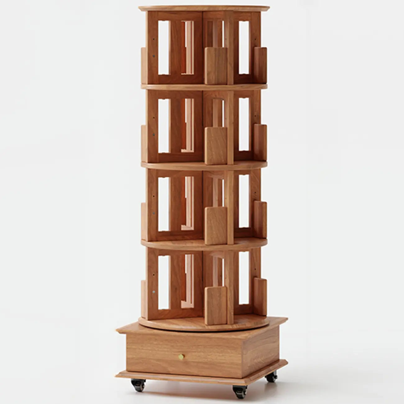 Bibliothèque verticale étroite rotative en bois