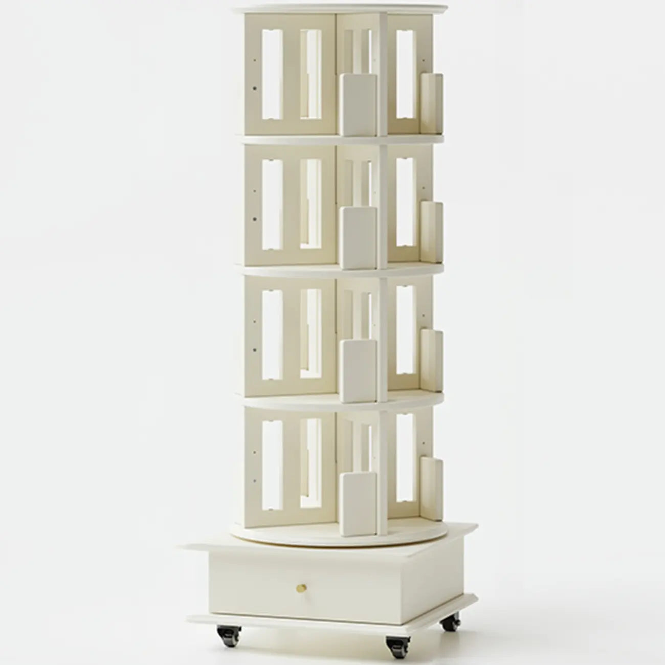 Bibliothèque verticale étroite rotative en bois