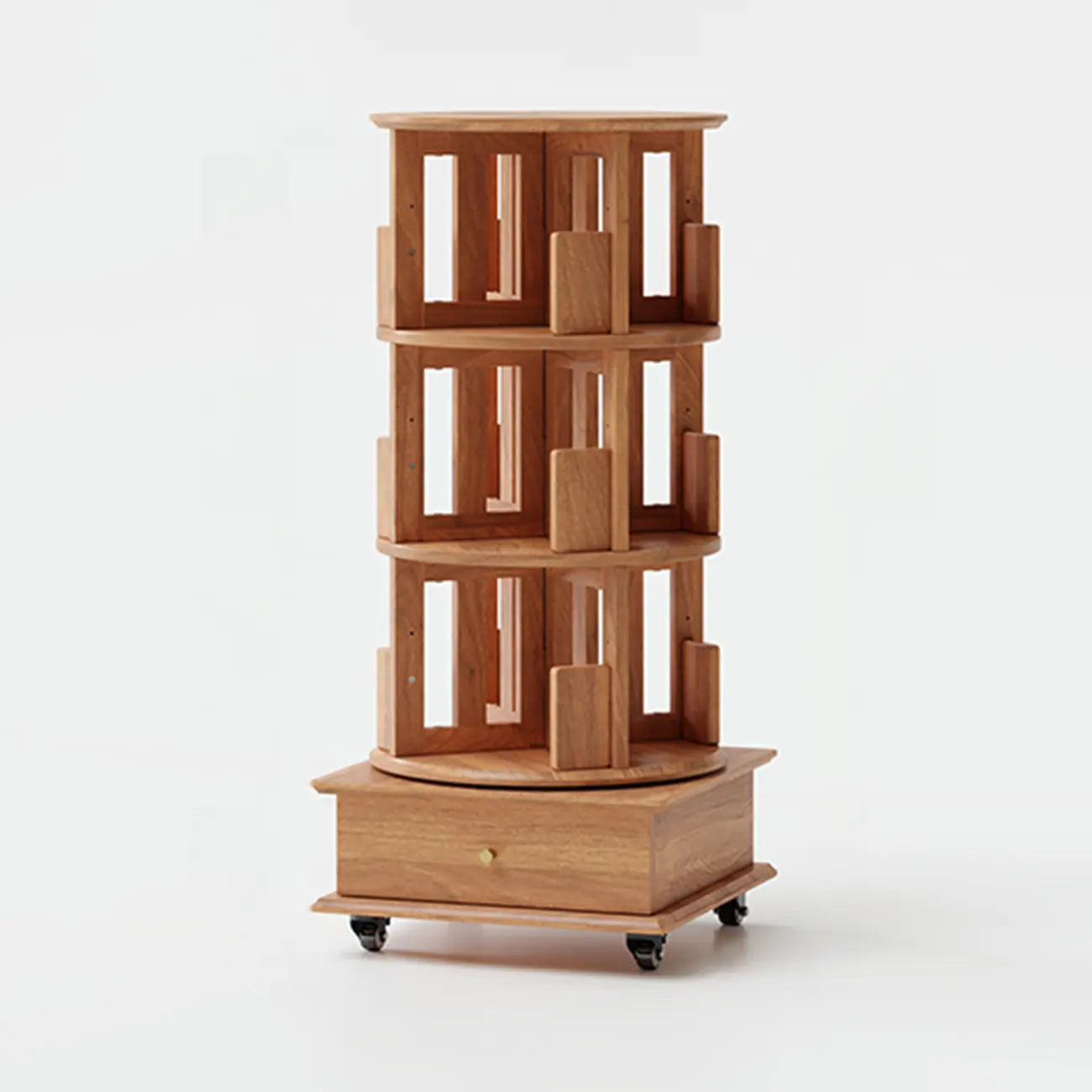Bibliothèque verticale étroite rotative en bois