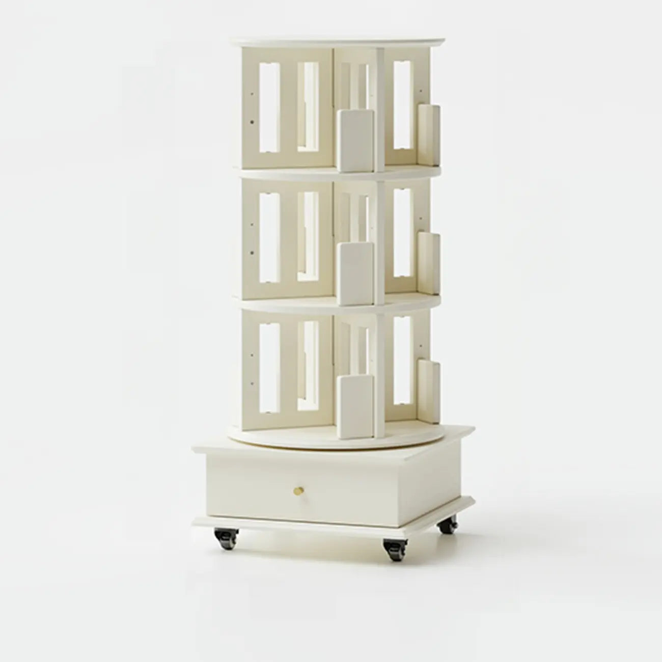 Bibliothèque verticale étroite rotative en bois