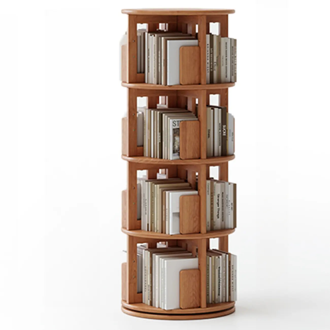 Bibliothèque verticale étroite rotative en bois