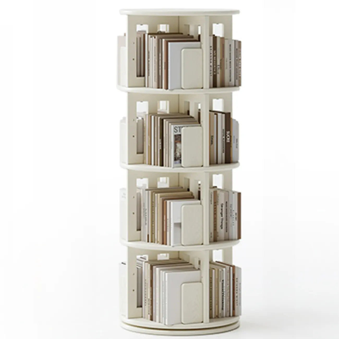 Bibliothèque verticale étroite rotative en bois
