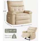 Fauteuil inclinable en cuir surdimensionné, inclinable manuel extra large, chaise longue avec accoudoirs et dossier confortables en éponge 1,5X pour salon, chambre