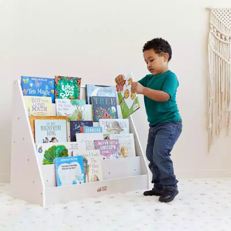 ECR4Kids Étagère à Livres et de Présentation en Bois, Simple Face, Montessori