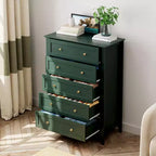 Commode à 5 tiroirs pour chambre à coucher, commode haute en bois avec rangement profond, commode moderne pour entrée et couloir