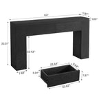 Console GDFStudio Bristol de 63 pouces en grain de bois avec tiroirs cachés