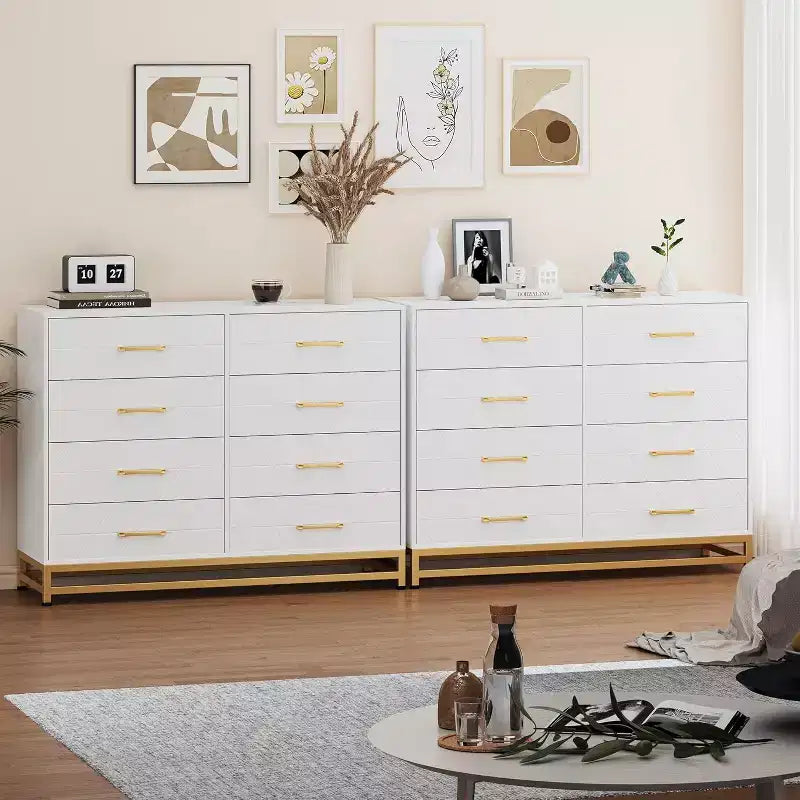 Commode à 6 tiroirs pour chambre à coucher avec pieds en métal et poignée dorée, armoire de rangement moderne pour salon, couloir, entrée