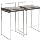 Tabouret de comptoir Silver Orchid Forrest en acier inoxydable empilable et entièrement soudé (lot de 2)