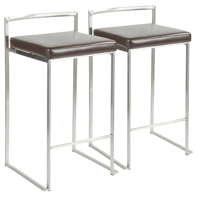 Tabouret de comptoir Silver Orchid Forrest en acier inoxydable empilable et entièrement soudé (lot de 2)
