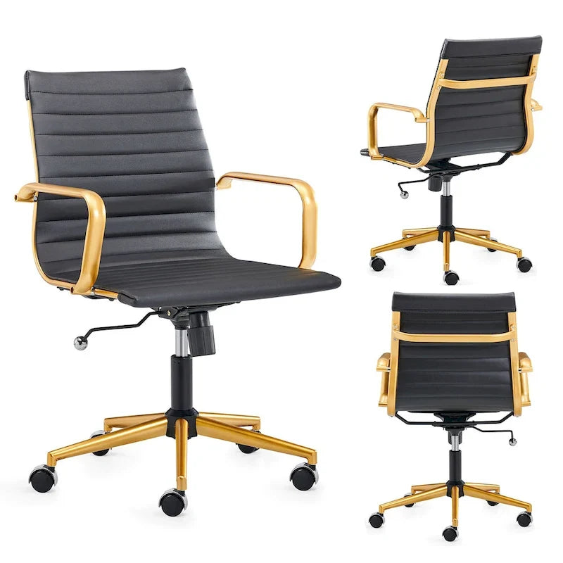 Chaise de bureau à dossier cannelé LUXMOD pour ordinateur et télétravail