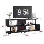 Meuble TV pour téléviseurs jusqu'à 60 pouces, centre de divertissement moderne avec étagère ouverte, station de charge, 4 prises de courant et 2 ports USB, pour salon ou chambre à coucher