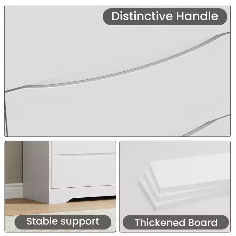 Commode haute et moderne à 6 tiroirs en bois avec plateau large - Chiffonnier à grande capacité pour Chambre, Salon, Couloir et Rangement de Chambre d'Enfant
