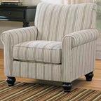 Fauteuil de salon traditionnel en tissu de lin à dossier haut