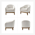 Fauteuil tonneau moderne Augus en bouclette avec pieds en bois massif par HULALA HOME