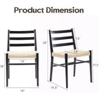 TUYOHW Lot de 2 Chaises de Salle à Manger Style Ferme Moderne du Milieu du Siècle, Chaises de Salle à Manger avec Assise en Corde Tressée et Cadre en Métal Robuste