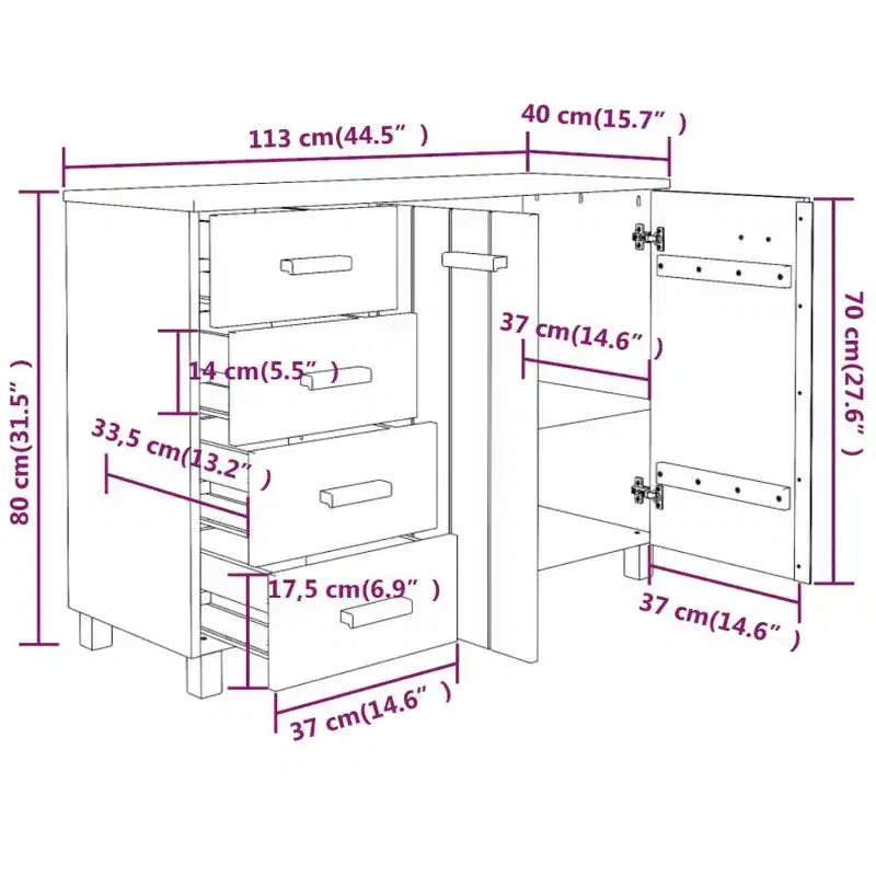 vidaXL HAMAR Buffet de cuisine en pin massif